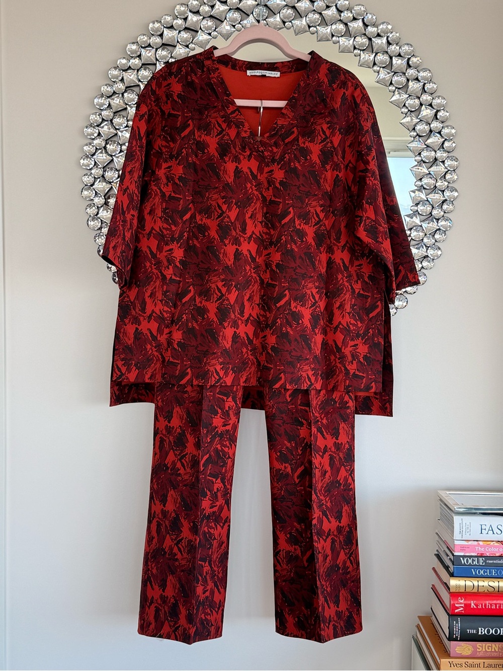 Burgundy & Black Printed Two-Piece Tunic Set